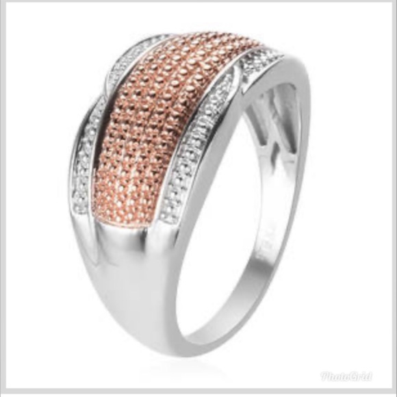 Champagne Dia Accent Ring in ION Plated 18K RG - Picture 3 of 9